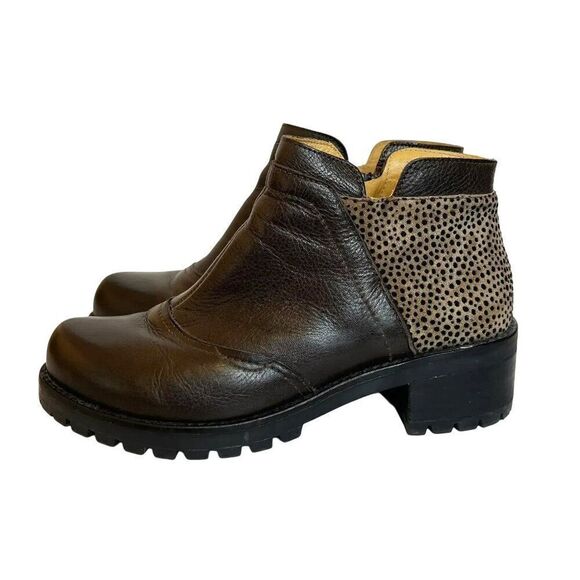 Brako Brown Leather Chunky Heel Ankle Boots - Picture 3 of 7